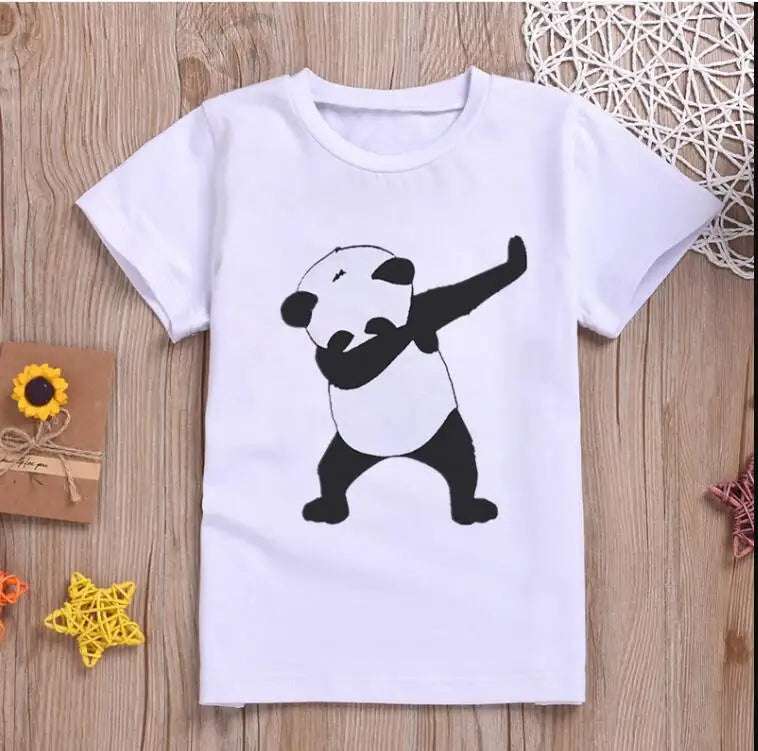 Children Clothing Cartoon T Shirt For Kids Summer Top Tees Boys Girls Novelty Panda Sweet Tshirt O-neck Unisex