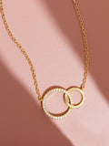 Stainless Steel Necklaces for Women Fashion Thin Chain Minimalist Dainty Double Circle Pendant Necklace on The Neck Jewelry