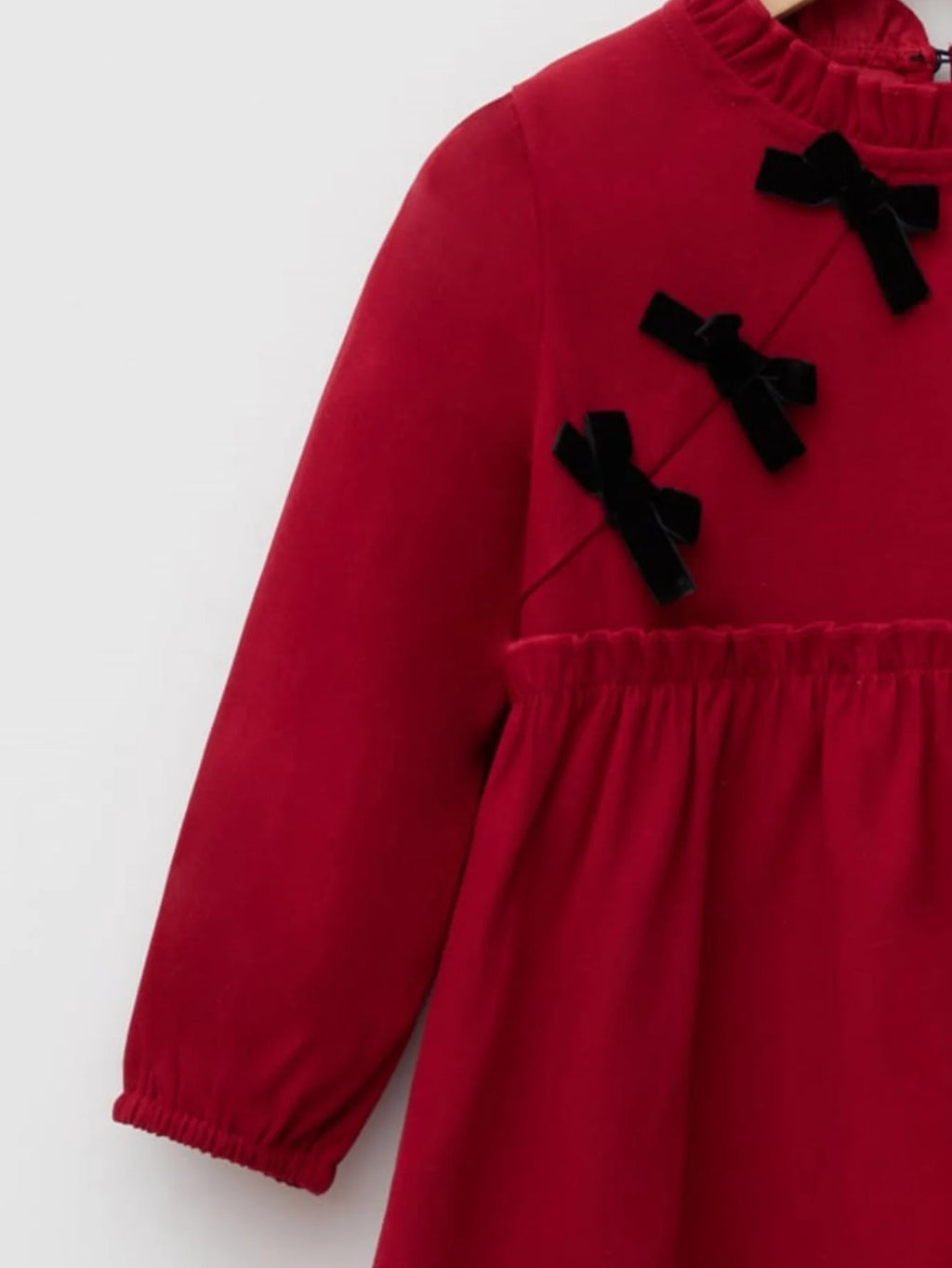 Winter children girls new Chinese dress lotus lace collar fold waist oblique bow buttons red warm elegant festive dress