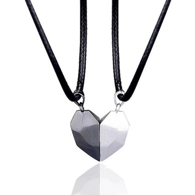 Good Simple Quality Couple Pendant Necklace Electrocardiogram,Magnetic Heart,Pendant Splicing Necklace Valentine's Day Gift