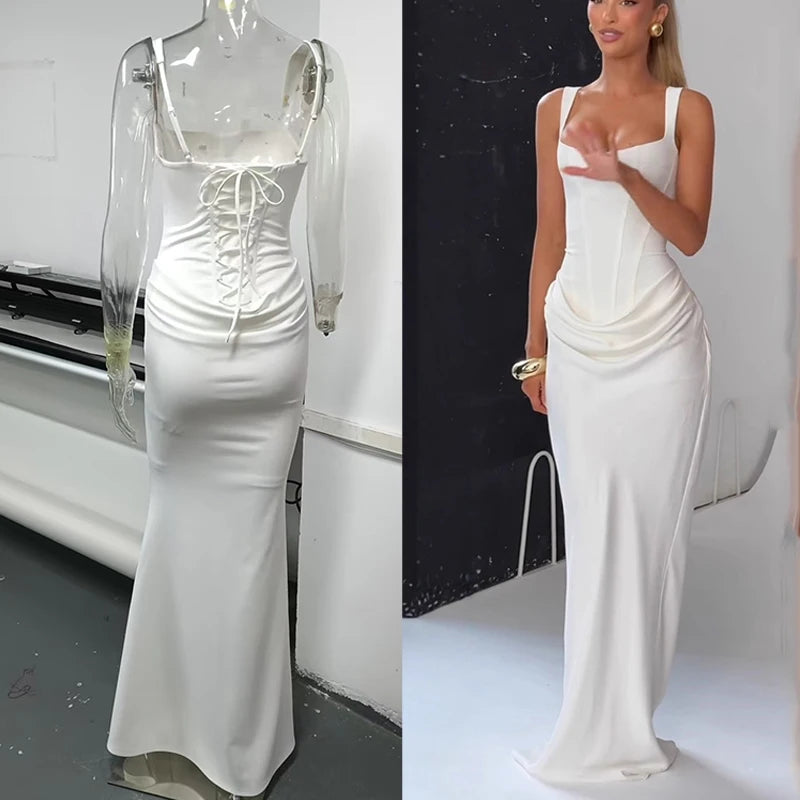 Women's Dress Black Fashionable Backless Bodycon Dress Women Slim Long Gown 2026 New Elegant Chic Lady Evening Party Vestidos
