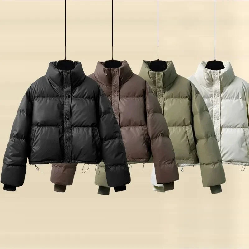 Winter Parkas Thick Bread Coat2025New Disposable PU Leather Down Cotton-Padded Jacket Women Short Warm Cotton Padded Coat Female