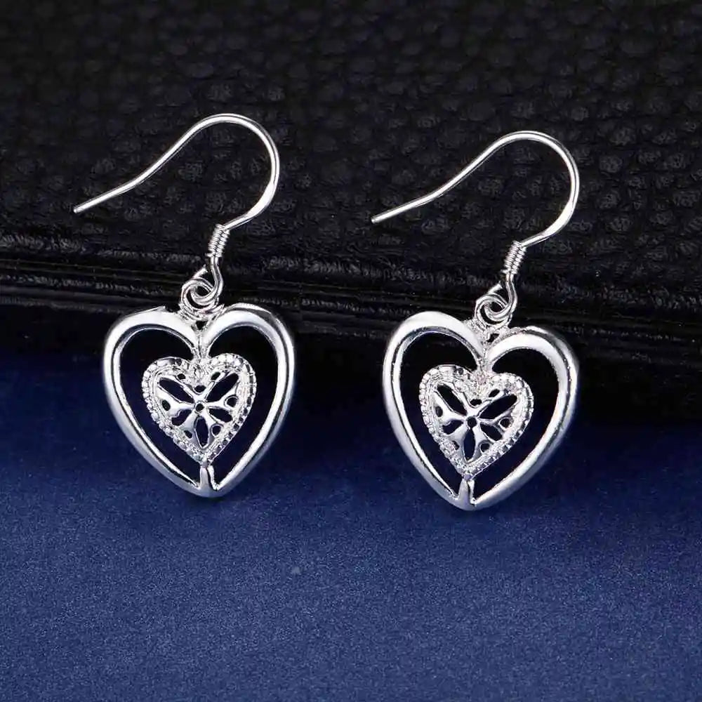 NEW 925 Sterling Silver Earrings Hot Hearts For Women Exquisite Student Girlfriend Jewelry Accessories Wedding Fashion Gift