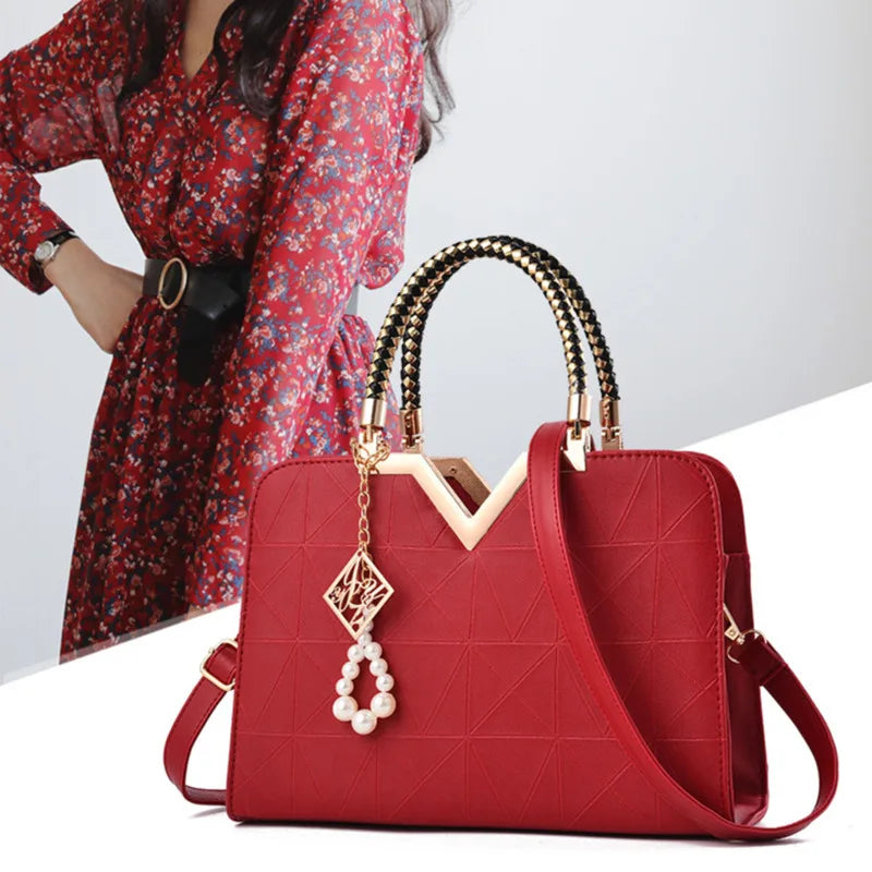 Women Handbag Patchwork Shoulder Messenger Office Work PU Leather Women Bag Ladies Luxury Handbag Vintage Large Shoulder Bag