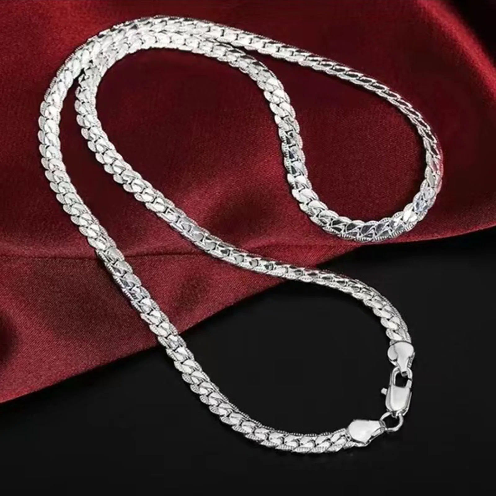 925 Sterling Silver 6mm Side Chain 16/18/20/22/24 Inch Necklace For Woman Men Fashion Wedding Engagement Jewelry Gift