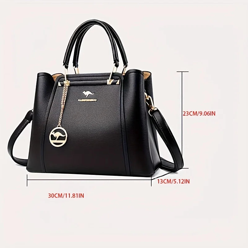 [Chic Tote Bag] Versatile Chic Black Tote Bag for Women | Polyester Lined, Zip Closure, Casual Style - Perfect for Everyday Use