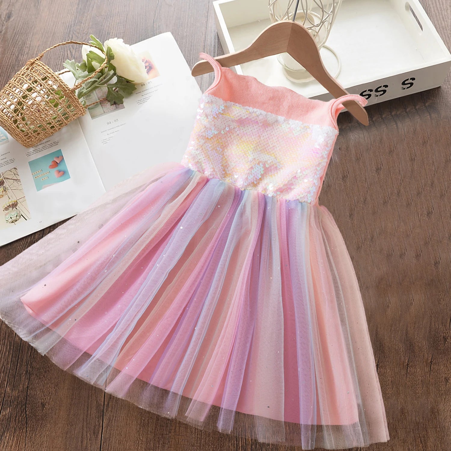 2024 New Summer Dress for Girls 2 3 6 Yrs Tulle Casual Baby Clothes Birthday Party Princess Dress Holiday/Vacation Kid's Clothes