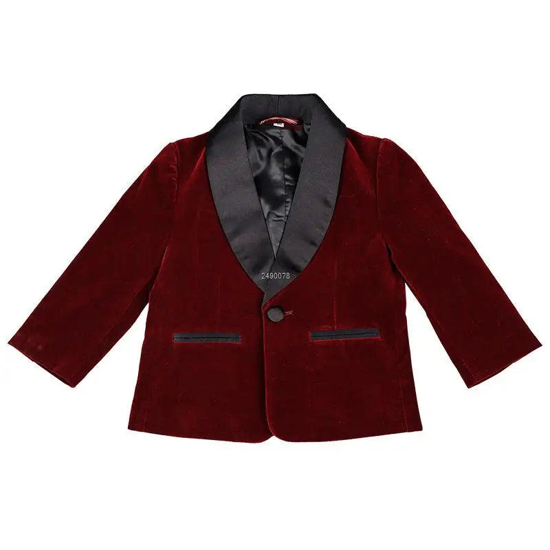 Kids 1 Year Birthday Dress Baby Boys Velvet Blazer Jacket Pants Photograph Suit Children Formal Wedding Performance Evening Wear