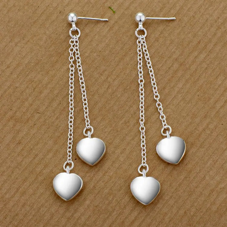 NEW 925 Sterling Silver Earrings Hot Hearts For Women Exquisite Student Girlfriend Jewelry Accessories Wedding Fashion Gift