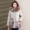 Women's Clothes Middle Aged Women Winter Jacket Long Warm Parkas Female printing Coat Thicken Cotton Padded Hooded Jacket