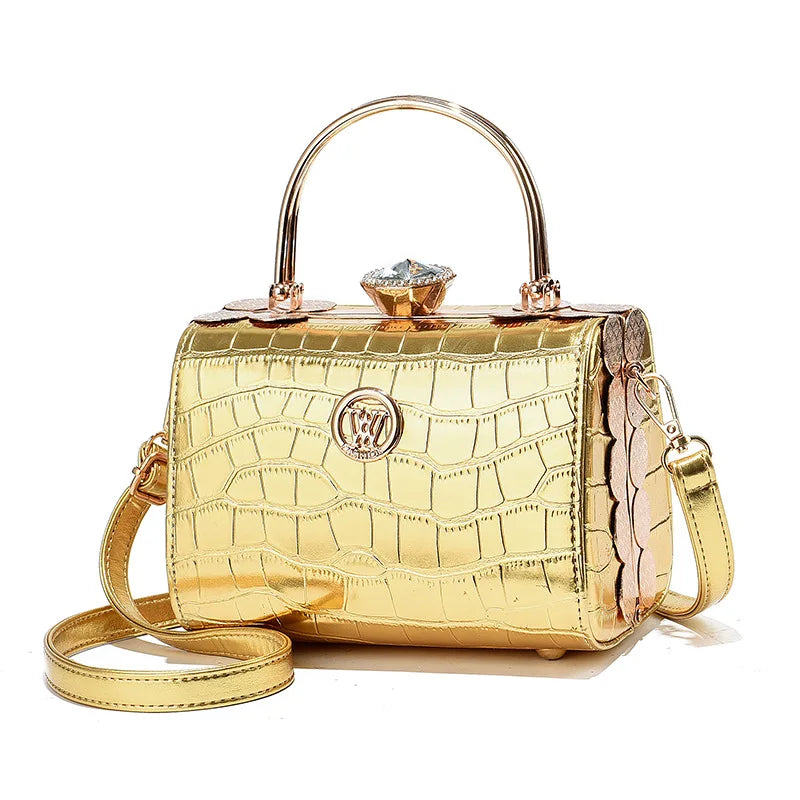 Elegant Diamond Women's Bags High-quality Steel Clip Women's Shoulder Bag New Pillow Bag Women's Handbag Banquet Crossbody Bag