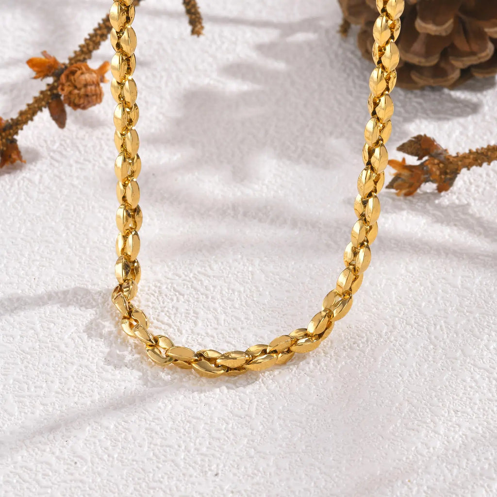 Trendy Handmade Chain Necklace for Women,Stainless Steel Gold Color 5MM Width Necklaces,Fashion Jewelry Gifts