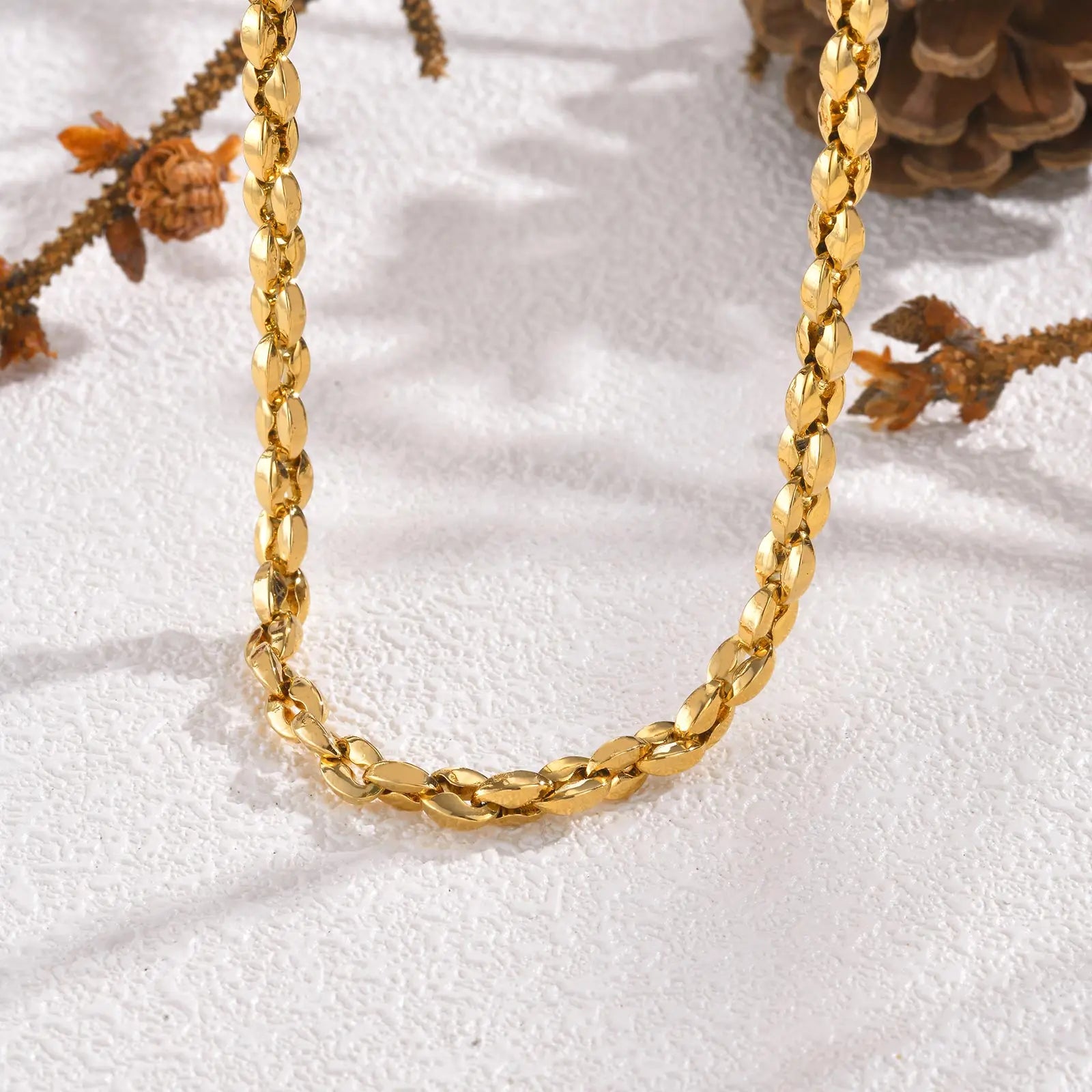 Trendy Handmade Chain Necklace for Women,Stainless Steel Gold Color 5MM Width Necklaces,Fashion Jewelry Gifts