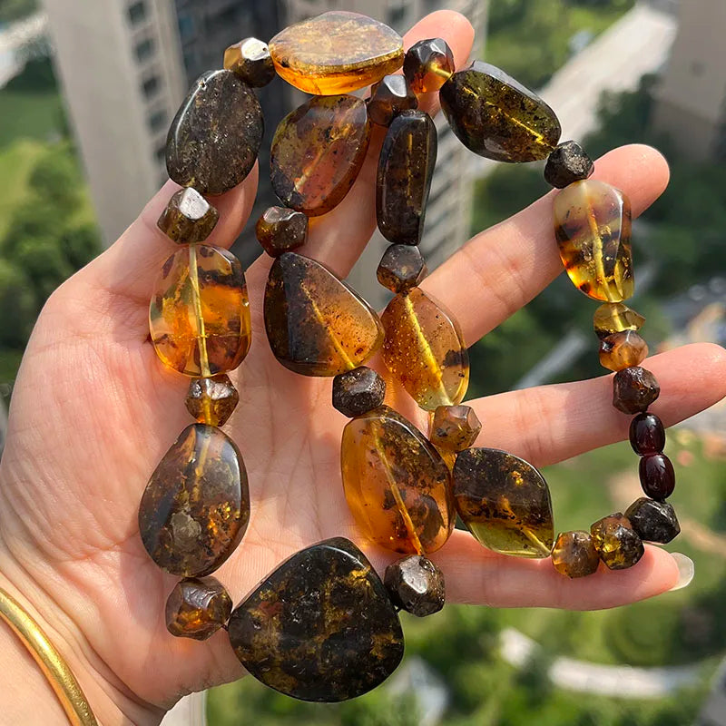 Big New Natural Amber Necklace for Gift European Baltic Original Beads Gogerous 100% Original Real Jewelry Supplier Wholesale