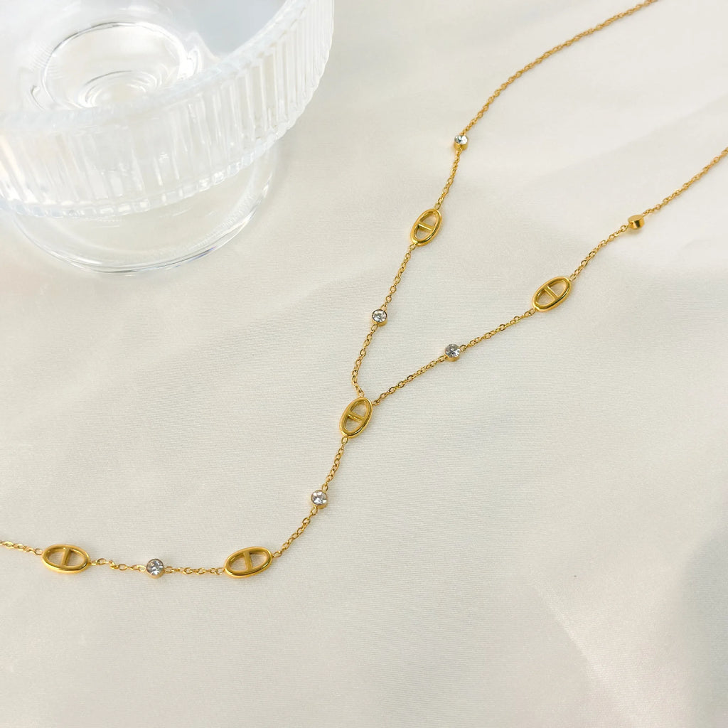 Keen on Necklace Y Chain Non Fading French Exquisite Women's Collarbone Chain Pig Nose Tassel Titanium Steel French Classic