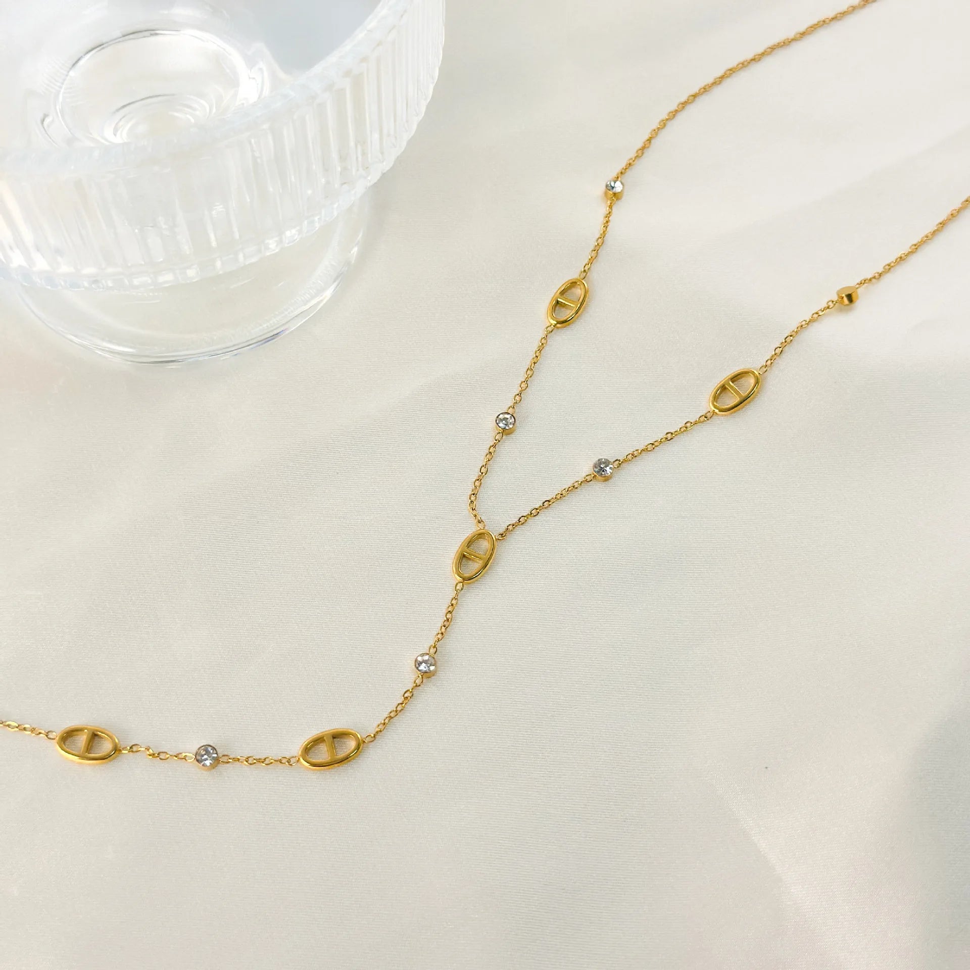 Keen on Necklace Y Chain Non Fading French Exquisite Women's Collarbone Chain Pig Nose Tassel Titanium Steel French Classic
