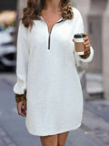 Regular Elegant White Fuzzy Casual Women's Dress