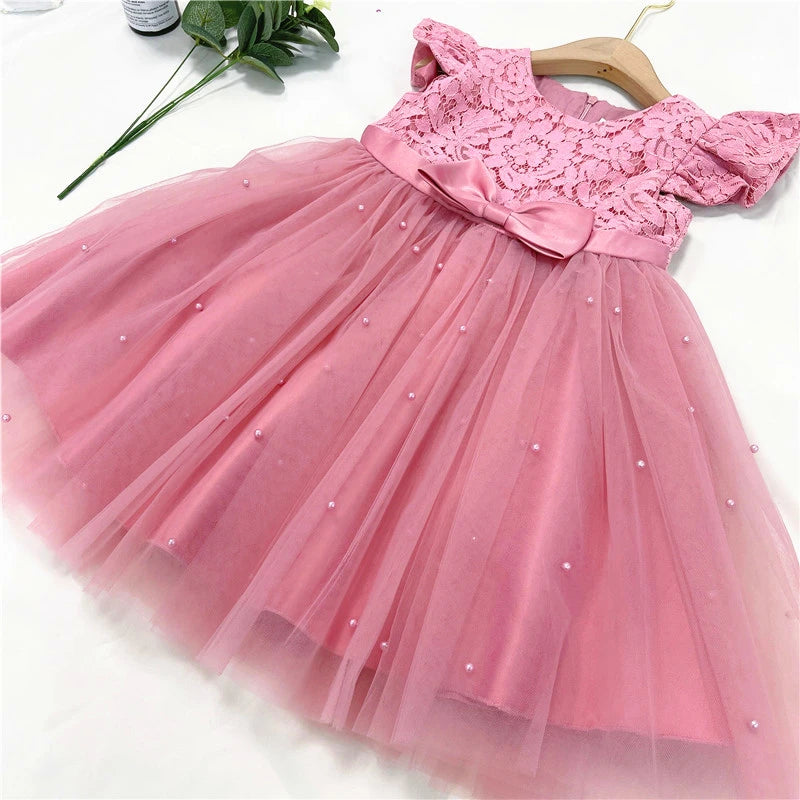 Girls Princess Dress Wedding Party Tutu Prom Gown 1-5 Yrs Kids Birthday Evening Bridesmaid Tulle Clothes Children Summer Dresses