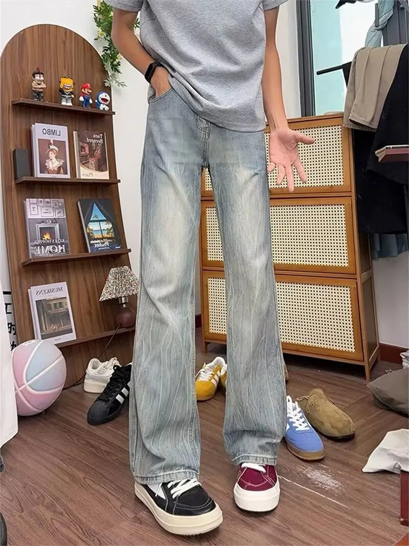 Simple and versatile jeans, trendy and artistic style, new Harajuku style, fashionable and lazy