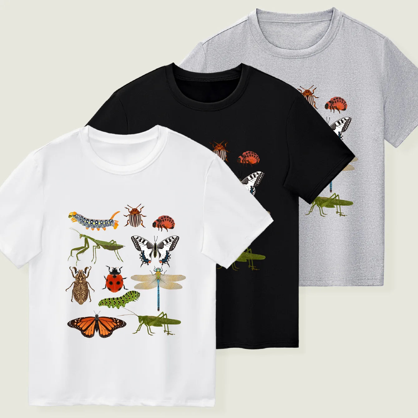 Short-sleeved T-shirt Insect Science Printing Summer New Casual Crew-neck Children's Wear Girls Clothes  Kids Clothes