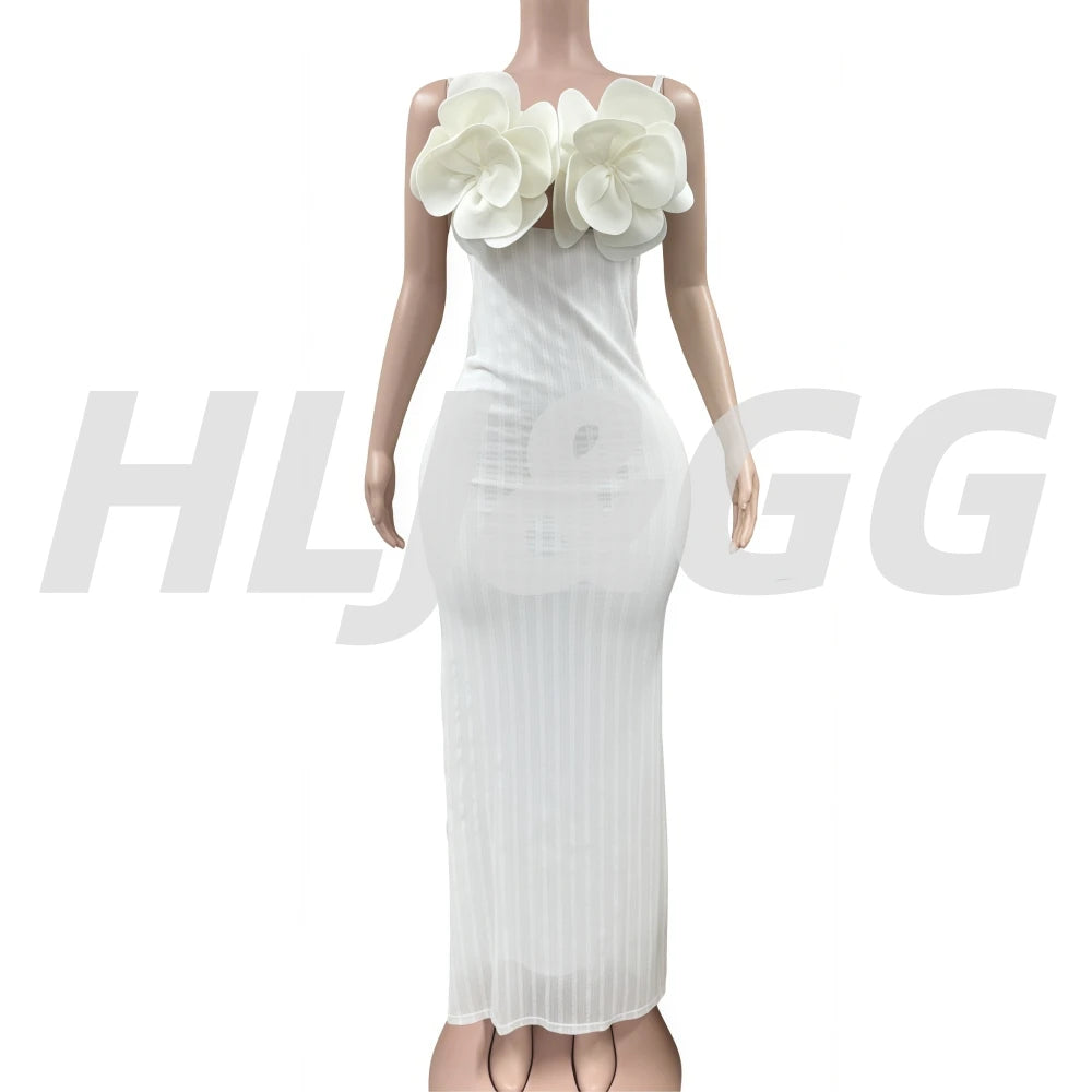 HLJ Sexy Corsage Patchwork Bodycon Long Dresses Women Solid Color Spaghetti Strap Backless Dress Female Streetwear Vestidos New