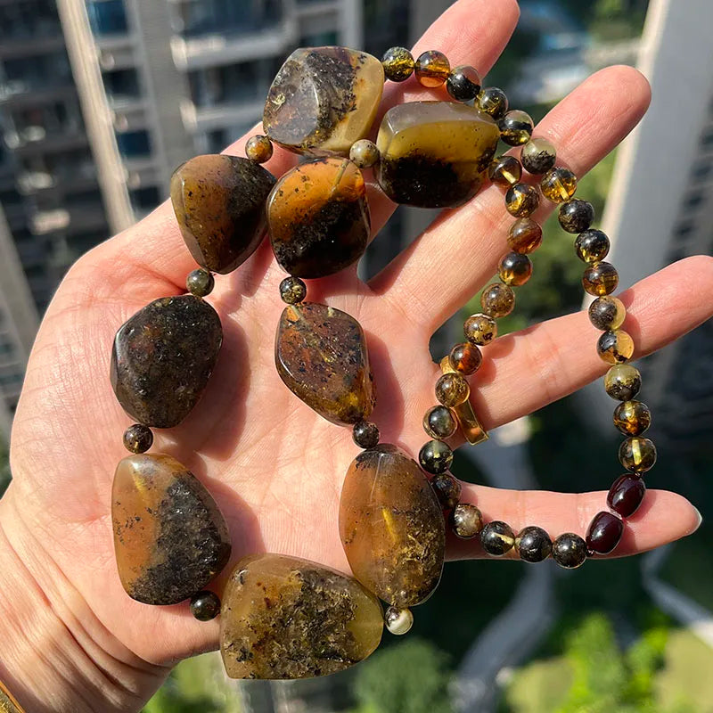 Big New Natural Amber Necklace for Gift European Baltic Original Beads Gogerous 100% Original Real Jewelry Supplier Wholesale