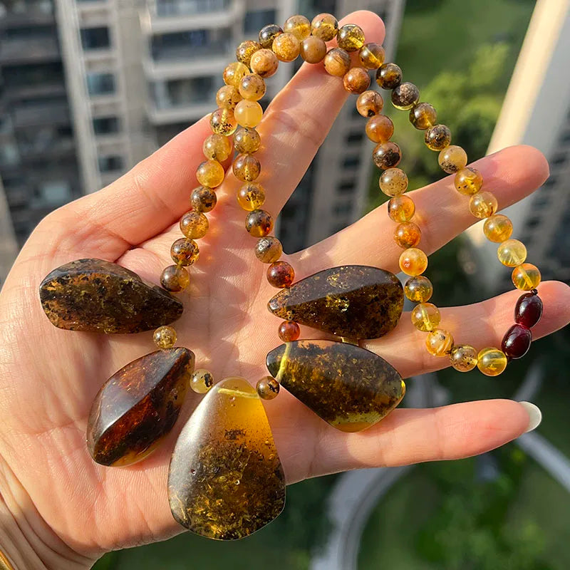Big New Natural Amber Necklace for Gift European Baltic Original Beads Gogerous 100% Original Real Jewelry Supplier Wholesale