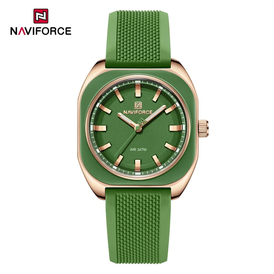NAVIFORCE Fashion Women's Casual Elegant Simple Polygon Quartz Silicone Watch Gift for Women Wristwatch Casual Relogio Feminino