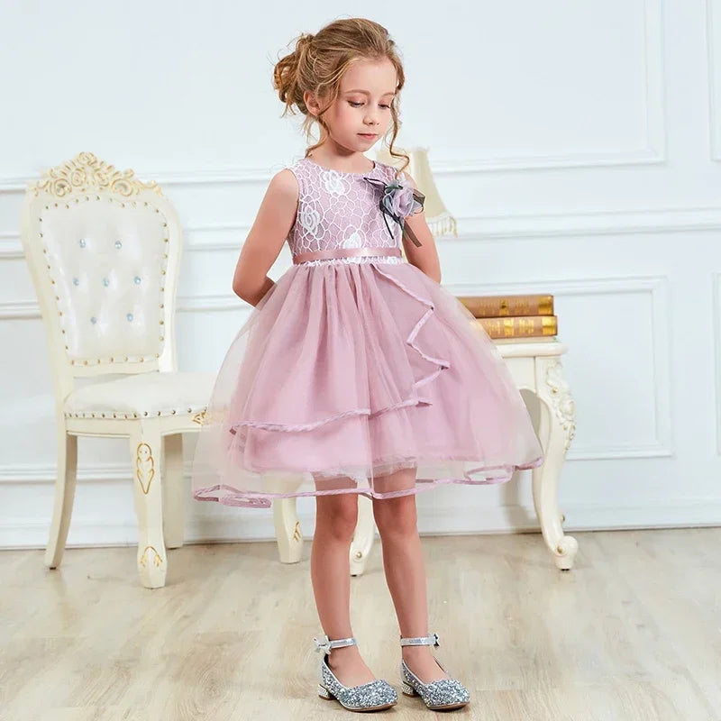 Flower Newborn Baby Dress New Summer Cute Baby Girls Clothes Tulle Lace Infant Christmas Party Clothing Girls Birthday Dress