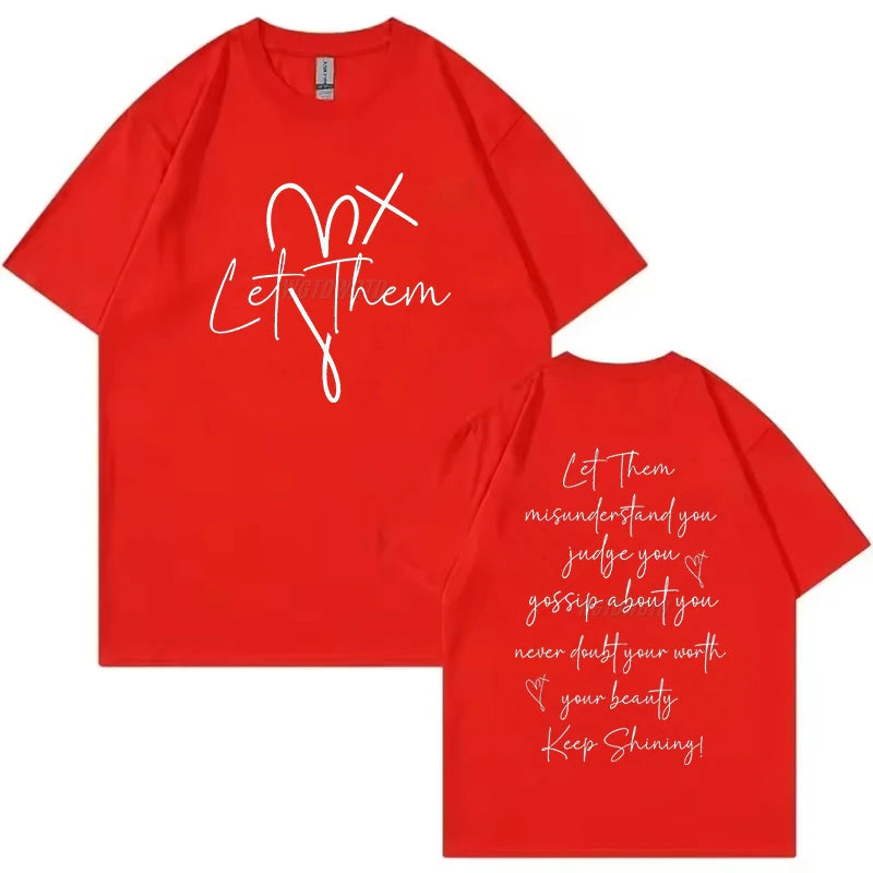 Women's Clothing Let Them Inspirational Quotes Graphic T Shirts Letter Print Fashion Summer Clothes Let Them Positive Quotes Top