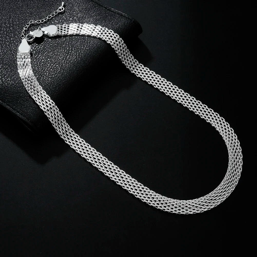 Wholesale hot 925 Silver Plated 1cm width chain Necklace for women jewelry fashion designer wedding engagement 18inch