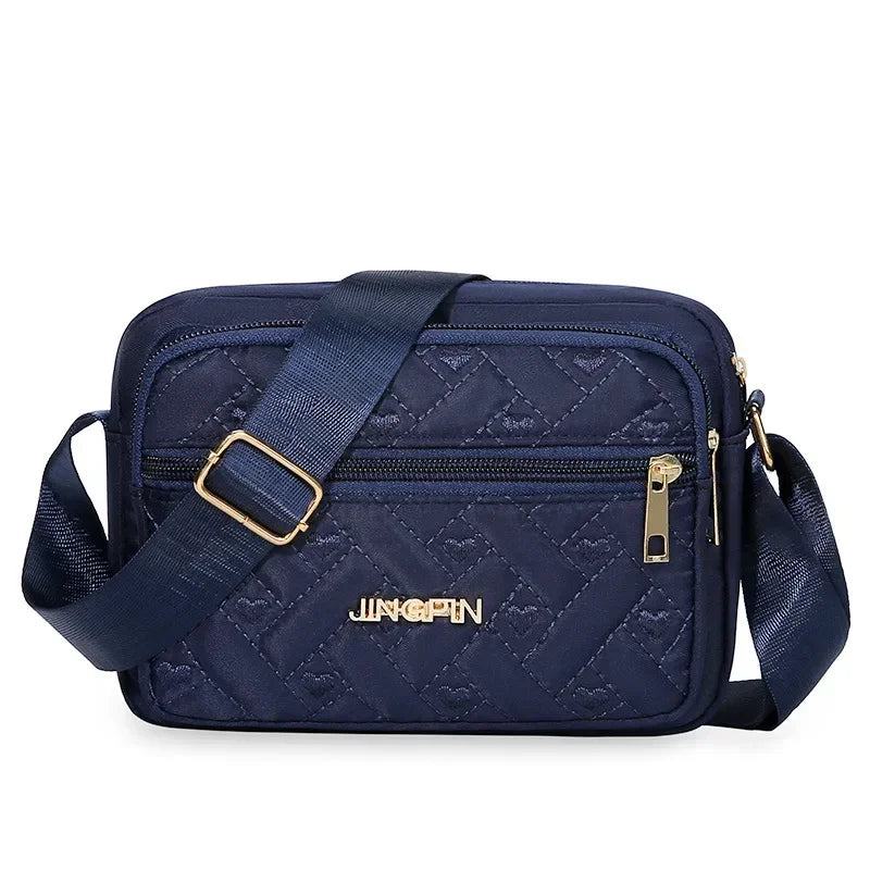 2024 New Fashion Embroidery Women Nylon Square Handbags Lady's Shoulder Cross Body Female Casual Women's Zipper Handbag
