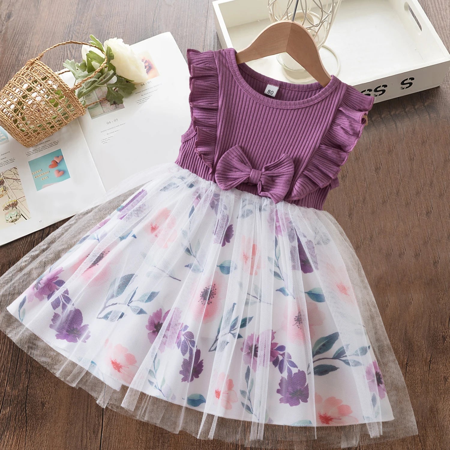 2024 New Summer Dress for Girls 2 3 6 Yrs Tulle Casual Baby Clothes Birthday Party Princess Dress Holiday/Vacation Kid's Clothes