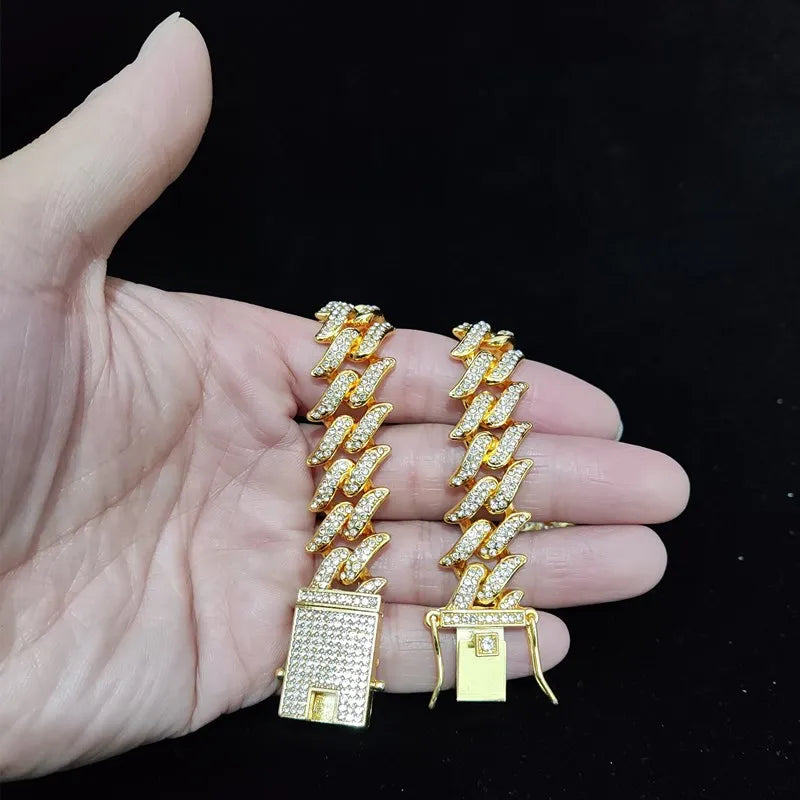 Men Women Hip Hop Chain Necklace 20mm Width Thorn Shape Chains Hiphop Iced Out Bling Bling Necklace Fashion Charm Jewelry