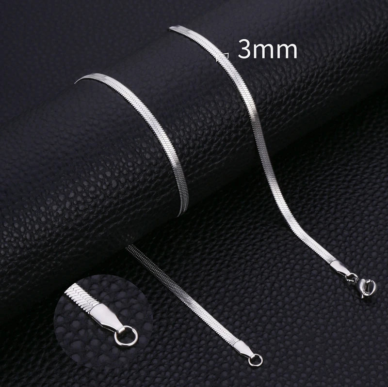 HIYEE Fashion Stainless Steel Necklace 40-45-50-60CM Blade Snake Glod Bone Chain Men's & Women's Jewelry Gifts Party And Wedding