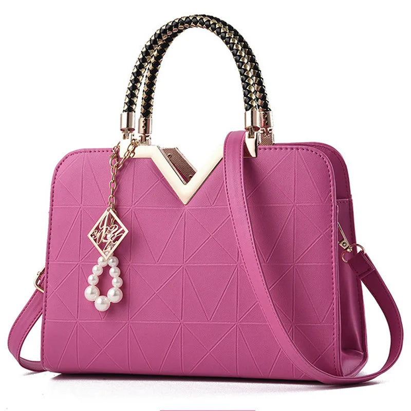 Women Handbag Patchwork Shoulder Messenger Office Work PU Leather Women Bag Ladies Luxury Handbag Vintage Large Shoulder Bag