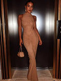 Mozision Sleeveless Ruched Sexy Maxi Dress For Women Gown Fashion Two Layer Mesh Bodycon Club Long Dress Vestido Elegant