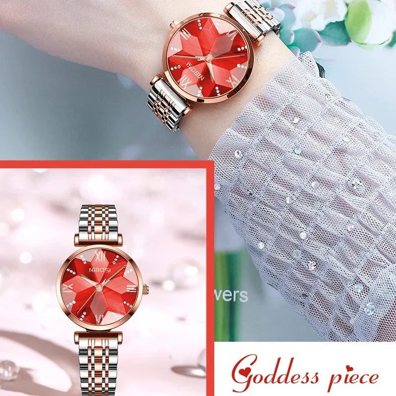 NIBOSI Women Watches Analog Rose Gold Women's Watch for Girls Diamond Studded with Stylish Watches Waterproof Relogio Feminino