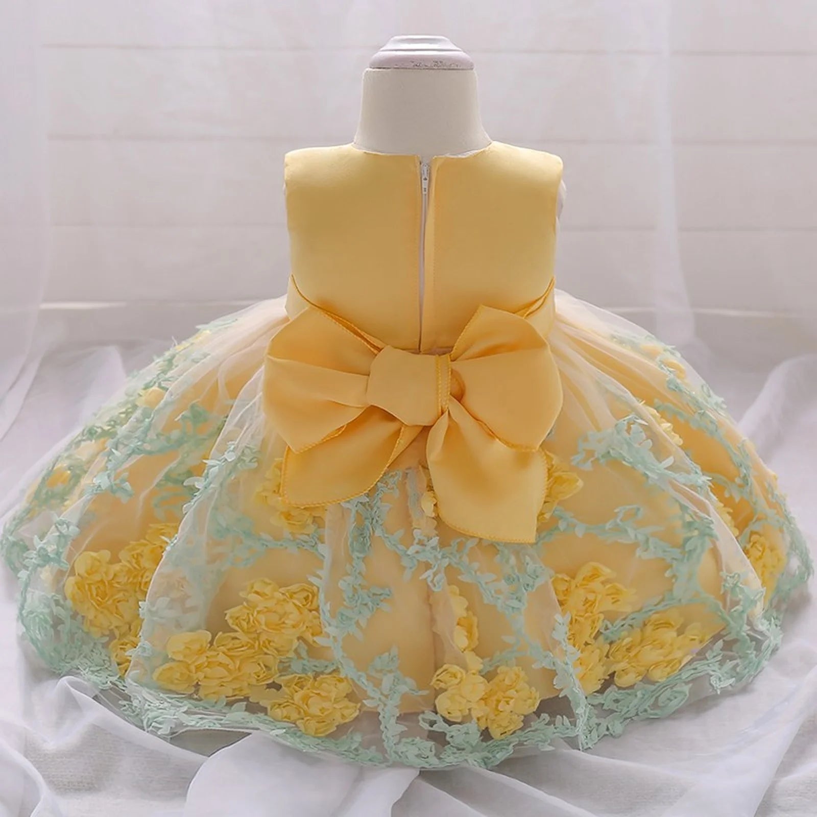 Baby Girl Frist Birthday Baptism Dresses Kids Lace Flower Dress for Little Girls Party Wedding Toddler Infant Christmas Clothing