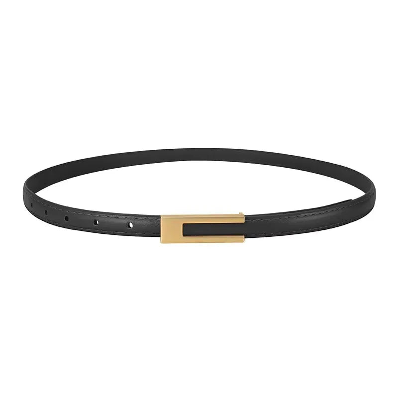 105cm Female Fashion Belt Simple Metal Buckle Belt for Women Black Suit Jeans Clothing Accessories