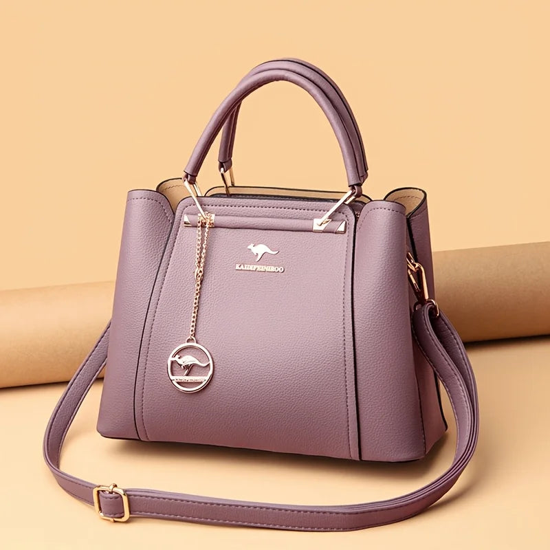 Women's Fashion Black Handbag with Gold Hardware and Detachable Shoulder Strap - High Quality, Lightweight, Elegant Design for Everyday Use, Designer Handbag