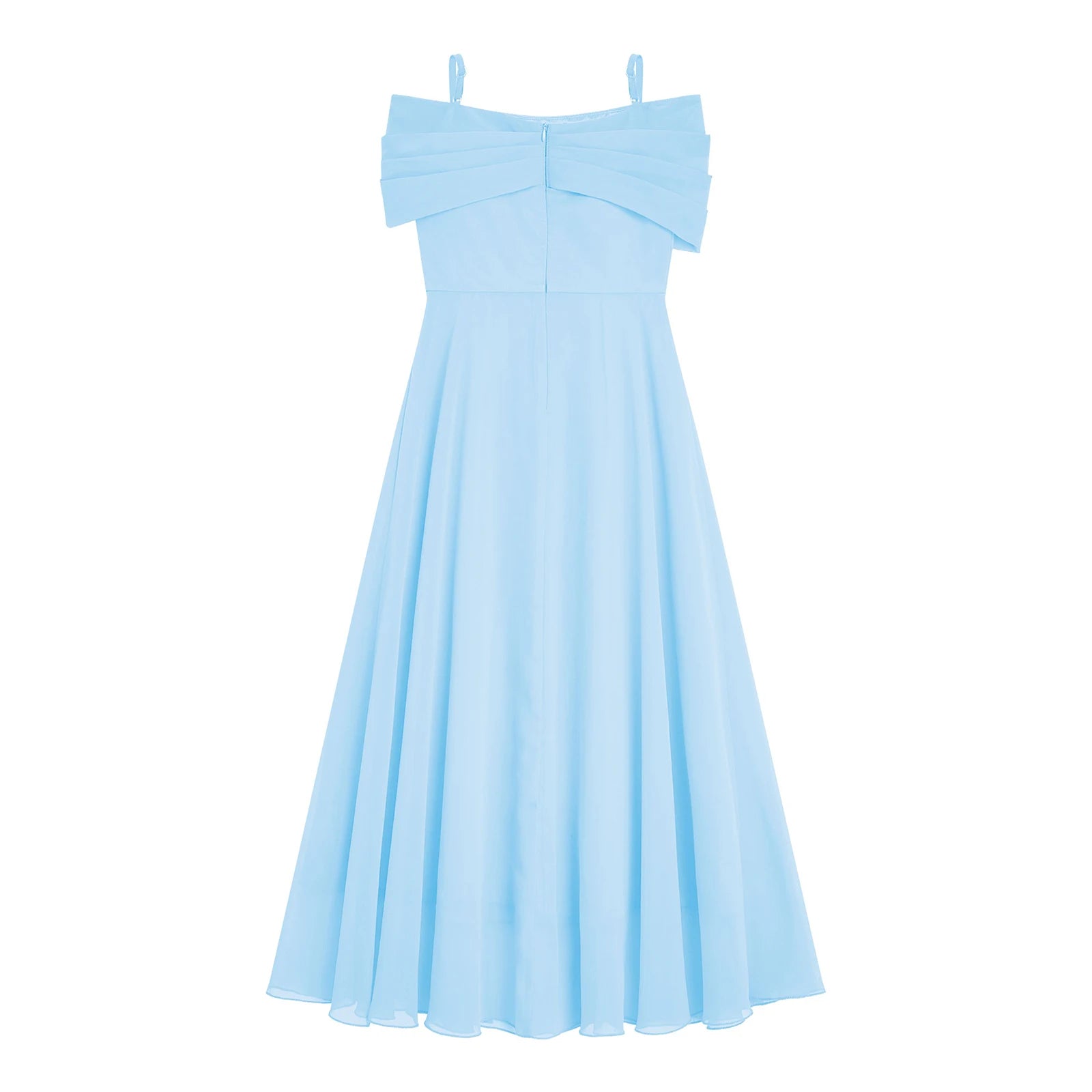 Kids Girls Elegant Party Dress Wedding Bridesmaid Birthday Prom Gown Off Shoulder Ruched 3D Flower Applique Chiffon Maxi Dresses