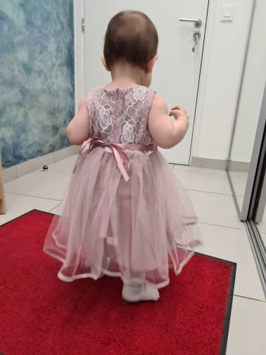 2025 New Baby Girl Dress for 2-6Y Kids Birthday Party Princess Dress White Wedding Ball Gowns Flower Tutu Elegant Girls Clothing