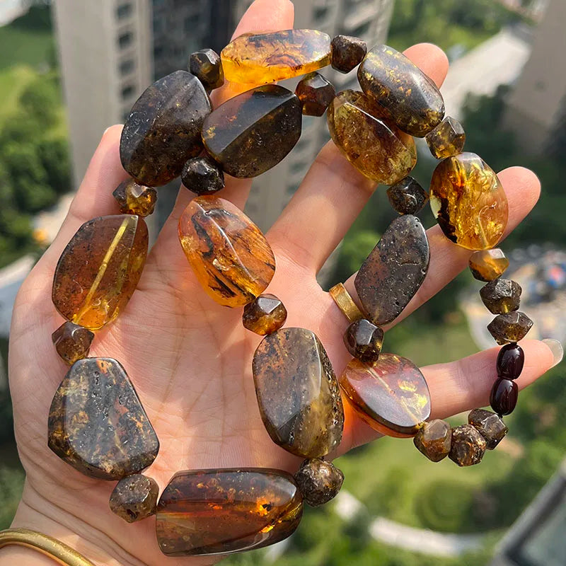 Big New Natural Amber Necklace for Gift European Baltic Original Beads Gogerous 100% Original Real Jewelry Supplier Wholesale
