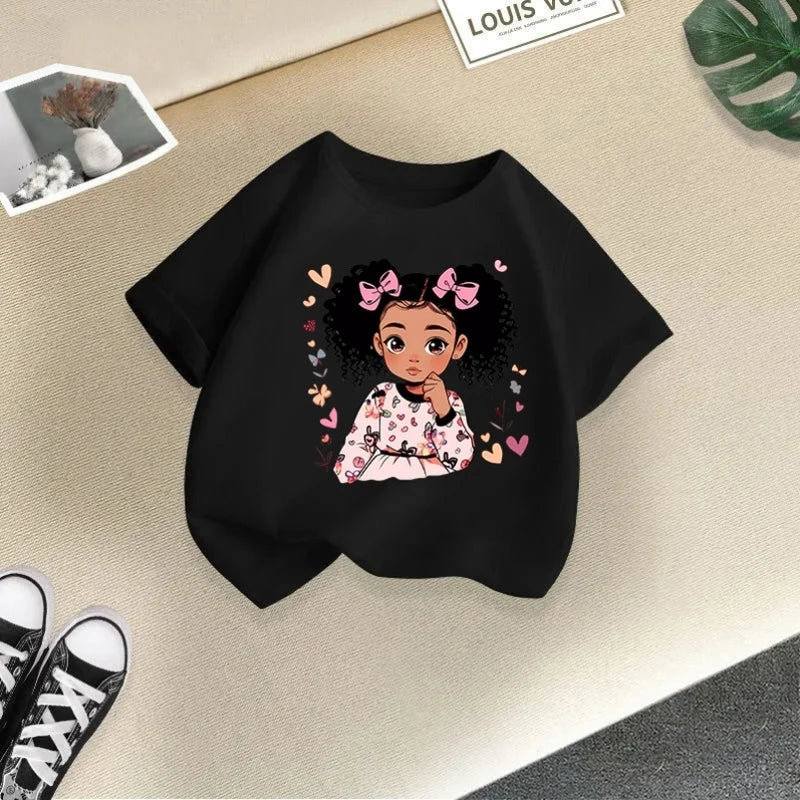 Children's Clothing,short Sleeves for Girls,2025 Summer New Girls' T-shirts,pure Cotton Fashionable Printed Children's Top Trend