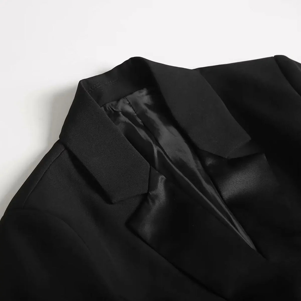 women's clothing 2024 autumn and winter new two-color satin texture dress-style lapel stitching suit jacket