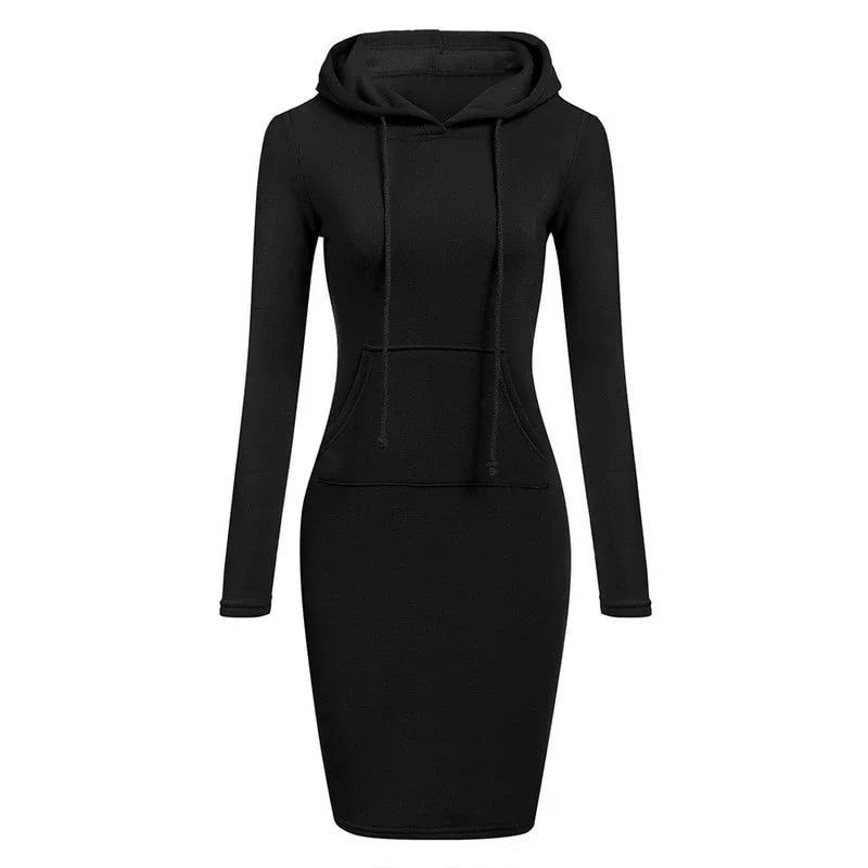 Ladies Autumn Attire Women's Hooded Dresses Hoodie - Style Sweatshirt Dresses for Women Tops in Ladies Clothing