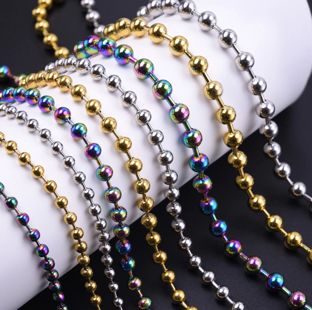 2/4/6/5/8/10mm Beaded Chain Necklace For Women Men Accessories Stainless Steel Necklaces Choker Jewelry Gift Collares Para Mujer