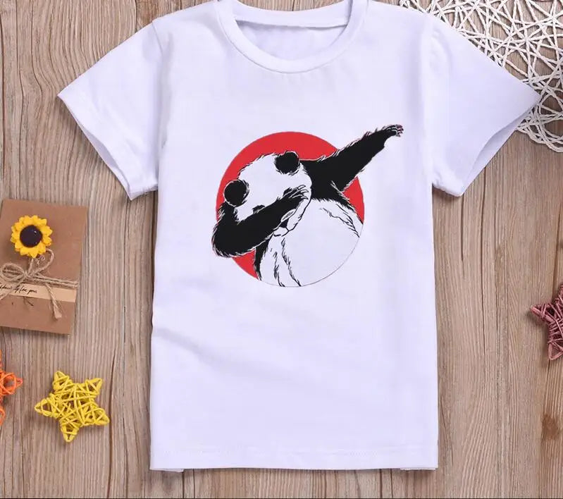 Children Clothing Cartoon T Shirt For Kids Summer Top Tees Boys Girls Novelty Panda Sweet Tshirt O-neck Unisex