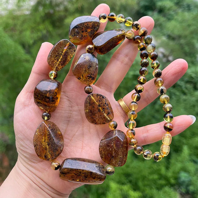Big New Natural Amber Necklace for Gift European Baltic Original Beads Gogerous 100% Original Real Jewelry Supplier Wholesale